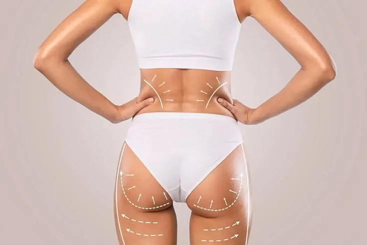 Body care portrait with a measuring tape