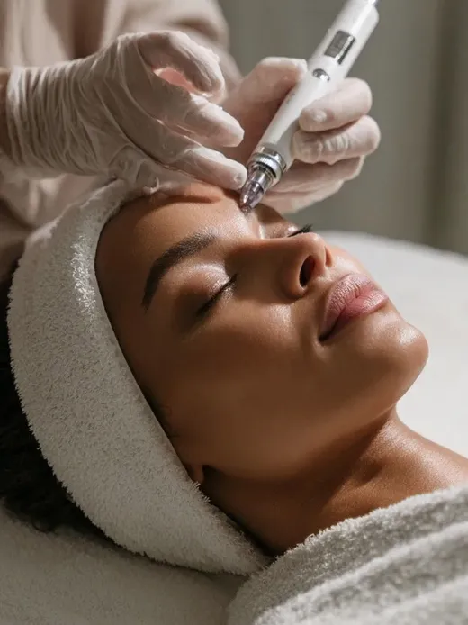 Facial treatment with a handheld device