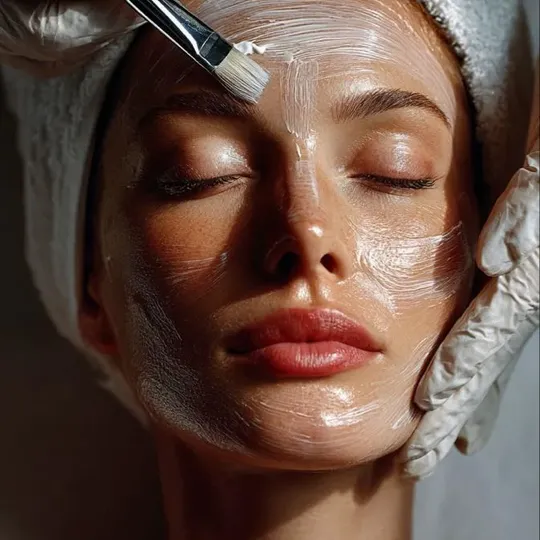 Facial mask treatment portrait